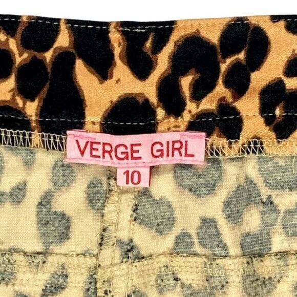 Verge Girl Pants Womens 10 Brown Cheetah Print 90’s Afterparty Stretch Pull On - Picture 15 of 16